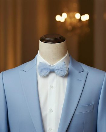 Light Blue Feather Bow Tie Set – Handcrafted Formal Wedding Feather Bow Tie